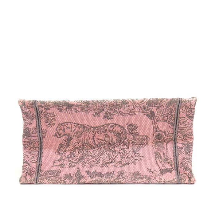 ディオール Dior トートバッグ ブックトート スモール ピンク グレー トワルドゥジュイ ソヴァージュ エンブロイダリー 【中古】