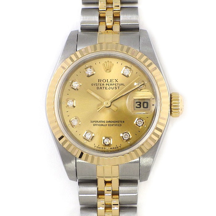 ロレックス Rolex 腕時計 デイトジャスト 79173G Y番 2002年 10ポイント ダイヤインデックス サンレイ シャンパンゴールド文字盤 デイト K18YG SS 自動巻き 【OH済み】 【中古】 