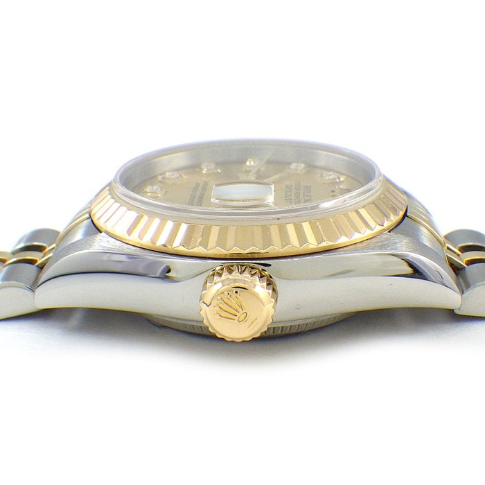 ロレックス Rolex 腕時計 デイトジャスト 79173G Y番 2002年 10ポイント ダイヤインデックス サンレイ シャンパンゴールド文字盤 デイト K18YG SS 自動巻き 【OH済み】 【中古】 