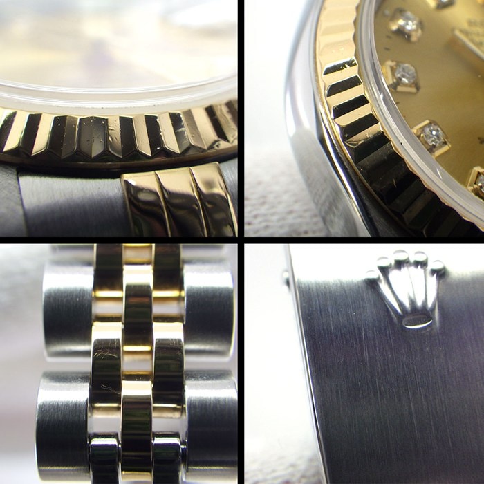 ロレックス Rolex 腕時計 デイトジャスト 79173G Y番 2002年 10ポイント ダイヤインデックス サンレイ シャンパンゴールド文字盤 デイト K18YG SS 自動巻き 【OH済み】 【中古】 