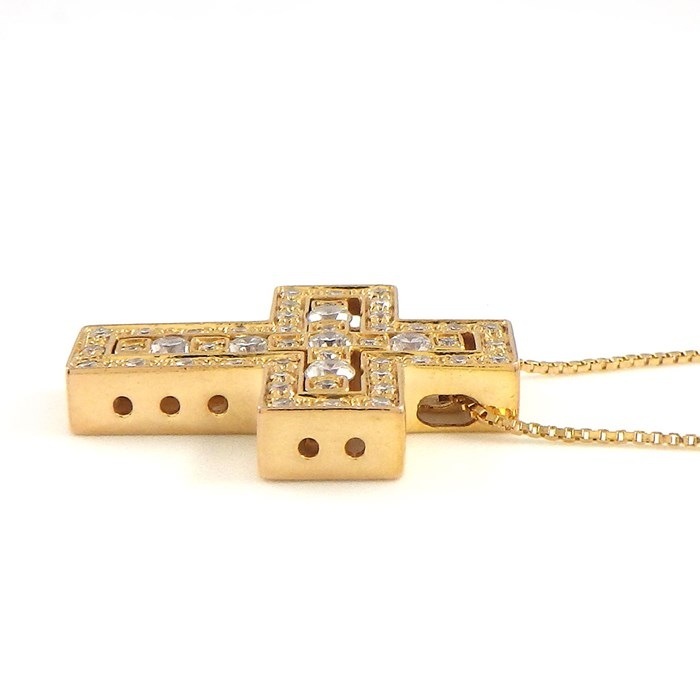 ダミアーニ DAMIANI ネックレス ベルエポック S 20053692 クロス パヴェ ダイヤモンド 計0.61ct K18PG 【中古】