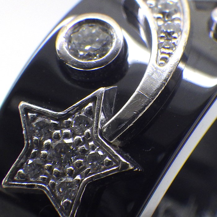 シャネル CHANEL リング コメット スター パヴェ ダイヤモンド K18WG ブラックセラミック 10号 / #50 【中古】