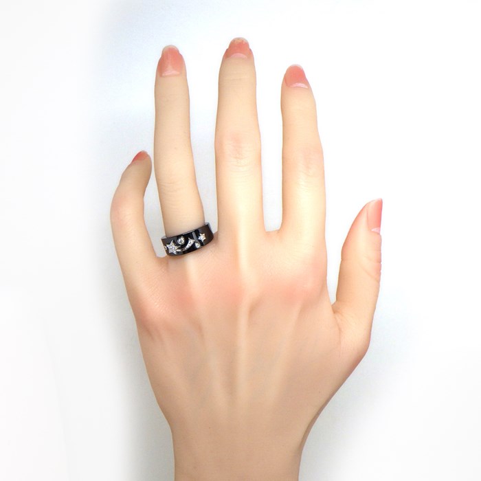 シャネル CHANEL リング コメット スター パヴェ ダイヤモンド K18WG ブラックセラミック 10号 / #50 【中古】