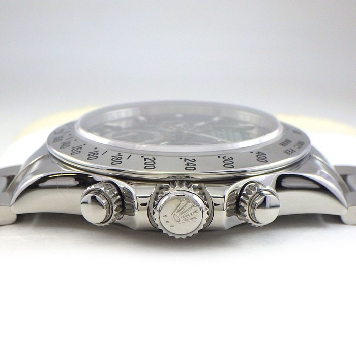 ロレックス Rolex 腕時計 デイトナ 116520 ルーレット刻印 ブラック文字盤 クロノグラフ タキメーター 夜光針/インデックス スモールセコンド SS 自動巻き 【箱・保付き】 【中古】