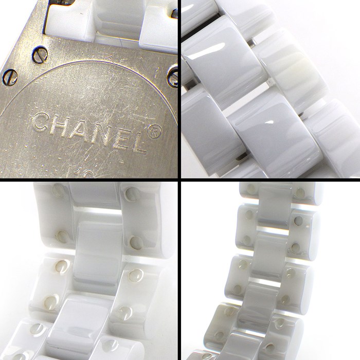 【シャネル CHANEL】腕時計 J12 ピンクライト 33mm H4863 世界限定1200本 8ポイント ダイヤインデックス ホワイト文字盤 SS ホワイトセラミック 白 クオーツアナログ 