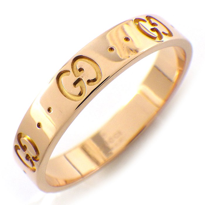 グッチ GUCCI リング アイコン スリム 152045 J8500 5702 GG インターロッキングG ロゴ K18PG 20号 【中古】