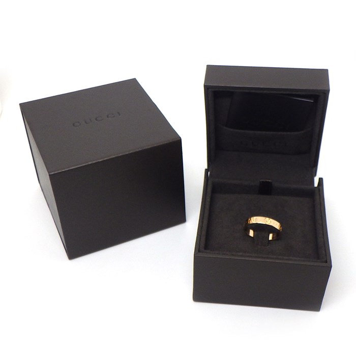 グッチ GUCCI リング アイコン スリム 152045 J8500 5702 GG インターロッキングG ロゴ K18PG 20号 【中古】