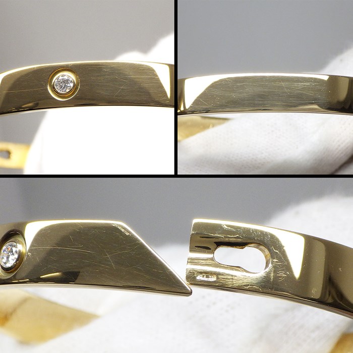カルティエ Cartier バングル アニバーサリー 1ポイント ダイヤモンド K18YG / #16 【中古】