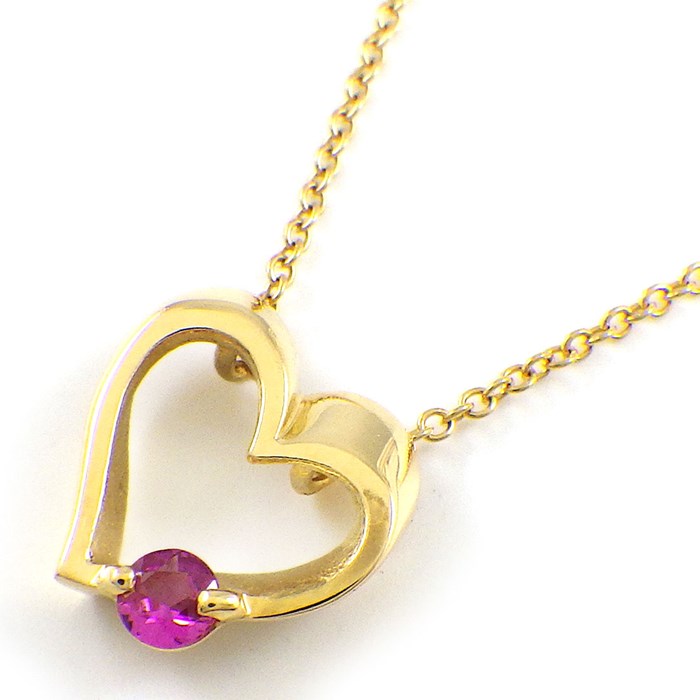 スタージュエリー STAR JEWELRY ネックレス ハート モチーフ 1ポイント ルビー K18YG 【中古】
