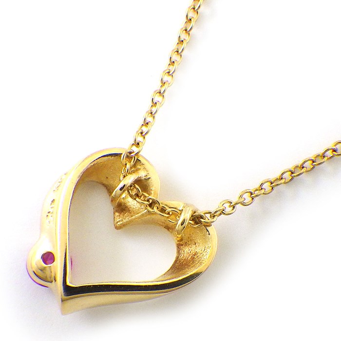 スタージュエリー STAR JEWELRY ネックレス ハート モチーフ 1ポイント ルビー K18YG 【中古】