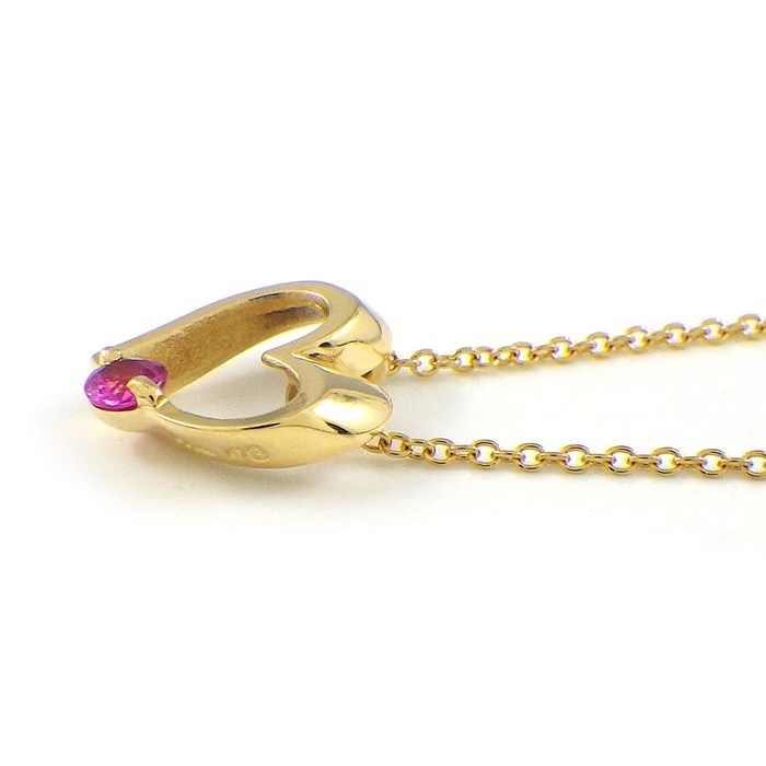 スタージュエリー STAR JEWELRY ネックレス ハート モチーフ 1ポイント ルビー K18YG 【中古】