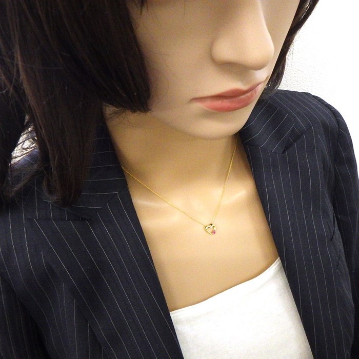 スタージュエリー STAR JEWELRY ネックレス ハート モチーフ 1ポイント ルビー K18YG 【中古】