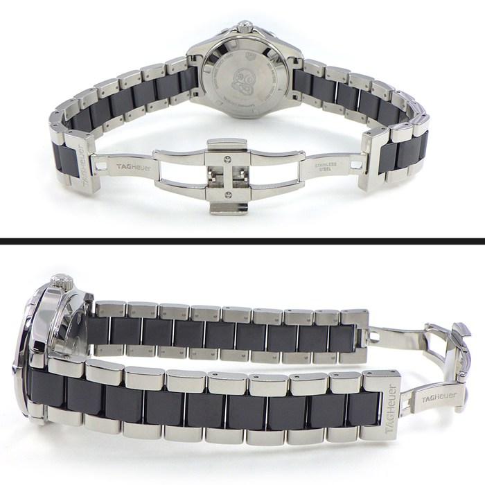 タグ・ホイヤー TAG Heuer 腕時計 アクアレーサー WAY131E.BA0913 ダイヤベゼル 計0.510ct ブラック文字盤 デイト 回転ベゼル セラミック SS クオーツアナログ 【中古】