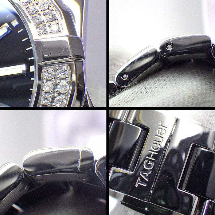 タグ・ホイヤー TAG Heuer 腕時計 アクアレーサー WAY131E.BA0913 ダイヤベゼル 計0.510ct ブラック文字盤 デイト 回転ベゼル セラミック SS クオーツアナログ 【中古】