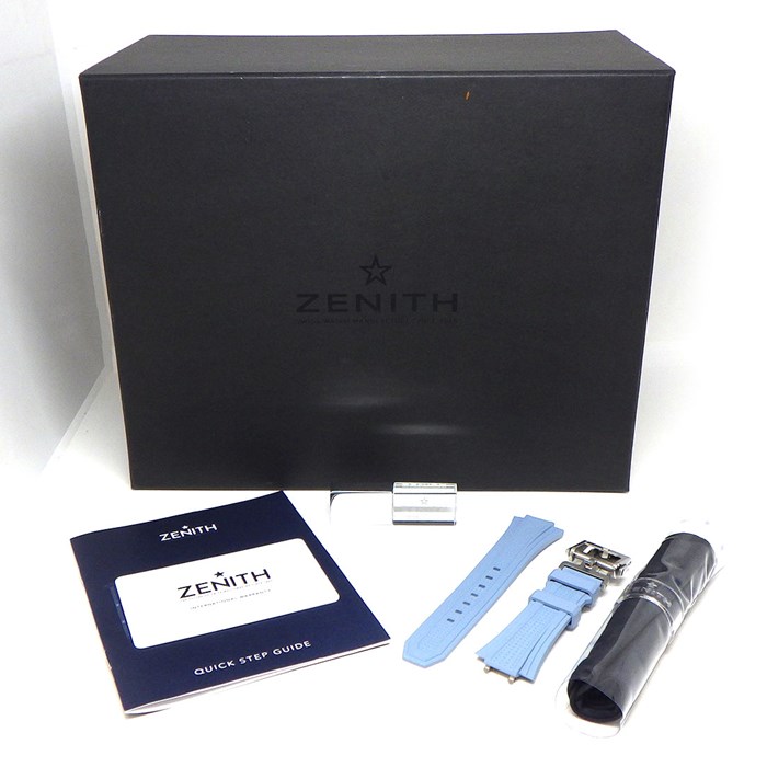 ゼニス ZENITH 腕時計 デファイ スカイライン 03.9300.3620/16.I001 日本100本限定 11ポイント バケットカット ダイヤモンド インデックス アイスブルー文字盤 夜光インデックス スモールセコンド 裏スケ デイト SS 自動巻き 【箱・保付き】