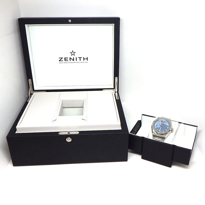 ゼニス ZENITH 腕時計 デファイ スカイライン 03.9300.3620/16.I001 日本100本限定 11ポイント バケットカット ダイヤモンド インデックス アイスブルー文字盤 夜光インデックス スモールセコンド 裏スケ デイト SS 自動巻き 【箱・保付き】