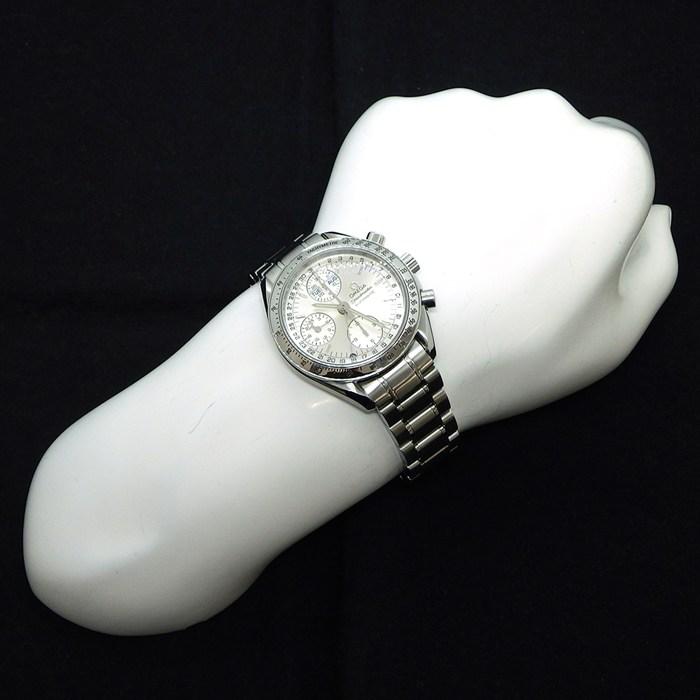 オメガ OMEGA 腕時計 スピードマスター デイデイト 3523.30 クロノグラフ タキメーター スモールセコンド 夜光インデックス 夜光針 サンレイ シルバー文字盤 SS 自動巻き 【箱・保付き】 【中古】