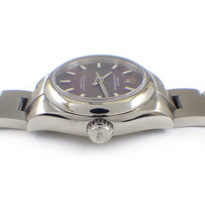 ロレックス Rolex 腕時計 オイスターパーペチュアル26 176200 サンレイ レッドグレープ文字盤 ルーレット刻印 オイスタースチール SS 自動巻き 【OH済み】 【中古】