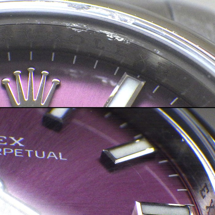 ロレックス Rolex 腕時計 オイスターパーペチュアル26 176200 サンレイ レッドグレープ文字盤 ルーレット刻印 オイスタースチール SS 自動巻き 【OH済み】 【中古】