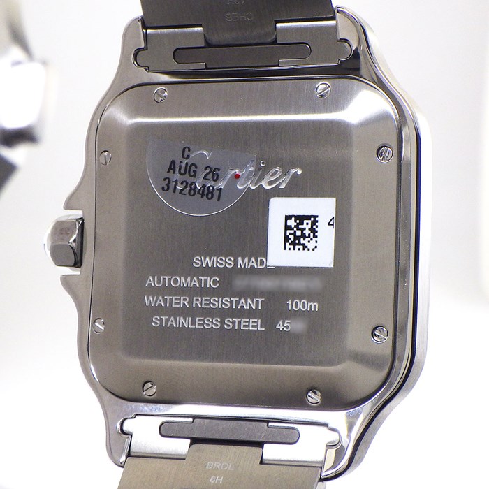 カルティエ Cartier 腕時計 サントス LM WSSA0076 スクエア サンレイ グレー文字盤 ローマ数字インデックス デイト デュアルタイム表示 SS 自動巻き 【箱・保付き】 【中古】 カルティエ Cartier 腕時計 サントス LM WSSA0076 スクエア サンレイ