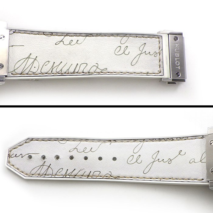 ウブロ Hublot 腕時計 クラシック フュージョン ベルルッティ スクリット フラットビアンコ 511.NE.050W.VR.JBER19 日本限定100本 ホワイト文字盤 白 裏スケ チタン SS ホワイト ラバー/革 ベルト 自動巻き 【箱・保付き】 【中古】