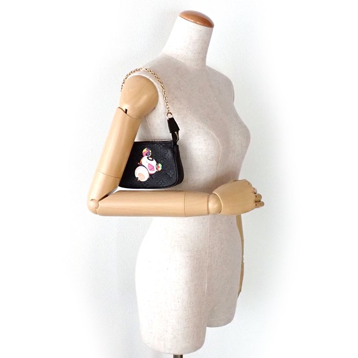 ルイ・ヴィトン Louis Vuitton ハンドバッグ LV×TM ミニ ポシェット アクセソワール M13824 ブラック モノグラム アンプラント ゴールド金具 【中古】