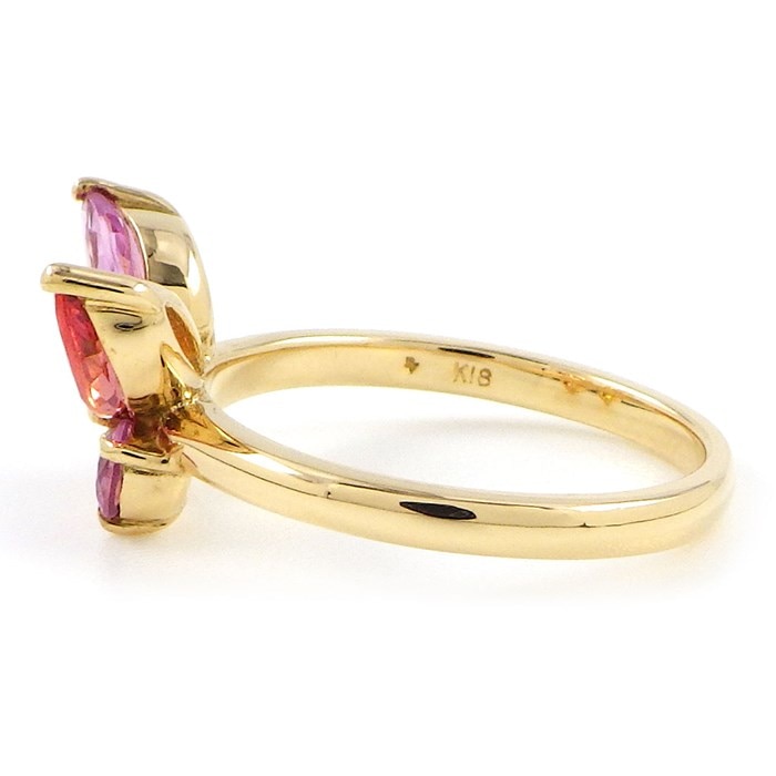 ポンテヴェキオ Ponte Vecchio リング バタフライ 蝶 モチーフ マルチカラー サファイア 計1.4ct 2ポイント ダイヤモンド 計0.02ct K18YG 13号 【中古】