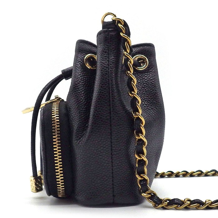 シャネル CHANEL ショルダーバッグ マトラッセ バケットバッグ ミニ AP2913 ブラック ボルドー グレインド カーフスキン ゴールド金具 【中古】