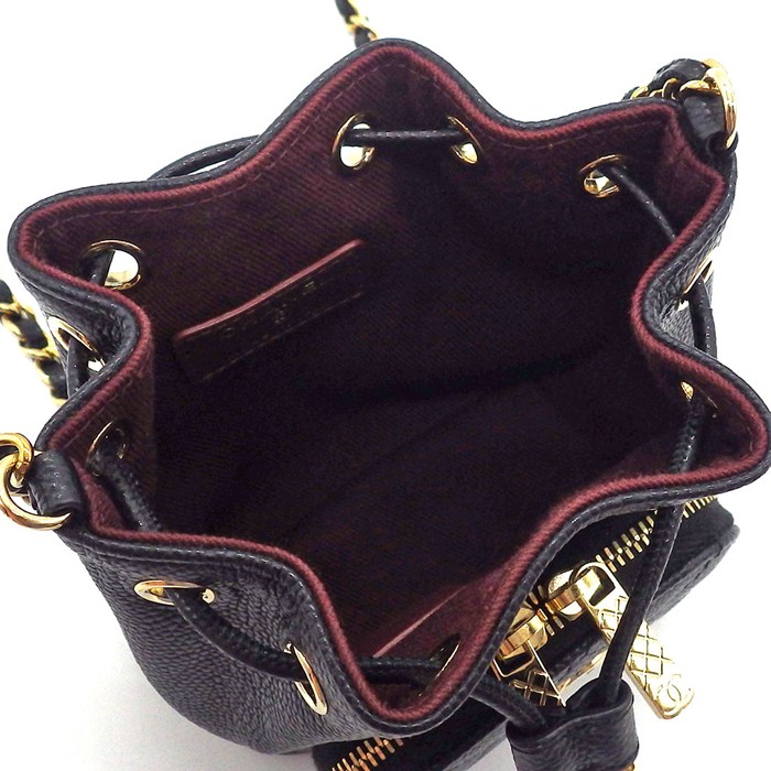 シャネル CHANEL ショルダーバッグ マトラッセ バケットバッグ ミニ AP2913 ブラック ボルドー グレインド カーフスキン ゴールド金具 【中古】