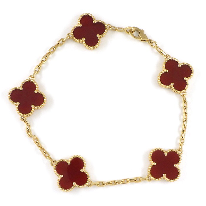 ヴァンクリーフ＆アーペル Van Cleef & Arpels ブレスレット ヴィンテージアルハンブラ 5モチーフ VCARD35500 カーネリアン K18YG 【中古】