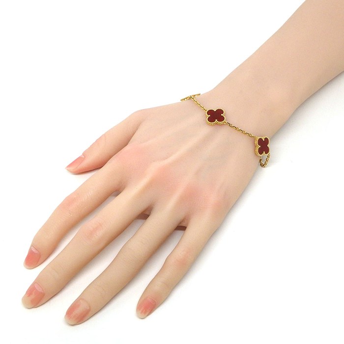 ヴァンクリーフ＆アーペル Van Cleef & Arpels ブレスレット ヴィンテージアルハンブラ 5モチーフ VCARD35500 カーネリアン K18YG 【中古】