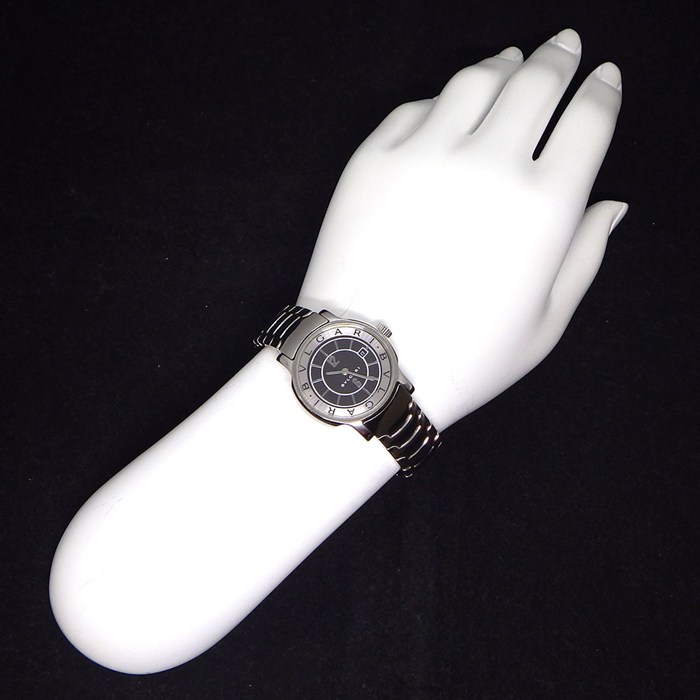 ブルガリ BVLGARI 腕時計 ソロテンポ ST29S ブラック文字盤 デイト SS クオーツアナログ 【中古】