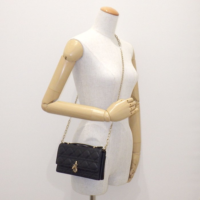 ディオール Dior チェーンショルダーバッグ マイディオール ミニバッグ S0980ONMJ_M900 ブラック カナージュ ラムスキン 【中古】