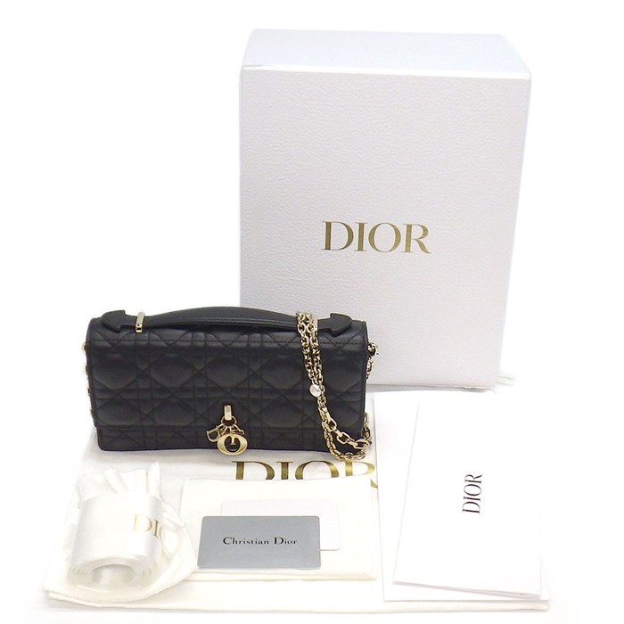 ディオール Dior チェーンショルダーバッグ マイディオール ミニバッグ S0980ONMJ_M900 ブラック カナージュ ラムスキン 【中古】