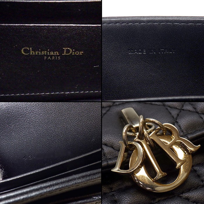 ディオール Dior チェーンショルダーバッグ マイディオール ミニバッグ S0980ONMJ_M900 ブラック カナージュ ラムスキン 【中古】