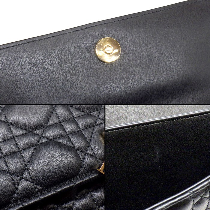 ディオール Dior チェーンショルダーバッグ マイディオール ミニバッグ S0980ONMJ_M900 ブラック カナージュ ラムスキン 【中古】