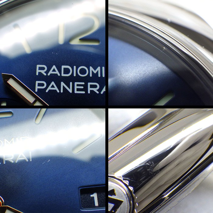 パネライ PANERAI 腕時計 ラジオミール クアランタ PAM01293 サンレイ ブルー文字盤 デイト スモールセコンド ネイビー アリゲーターレザーベルト SS 自動巻き 【箱・保付き】 【中古】