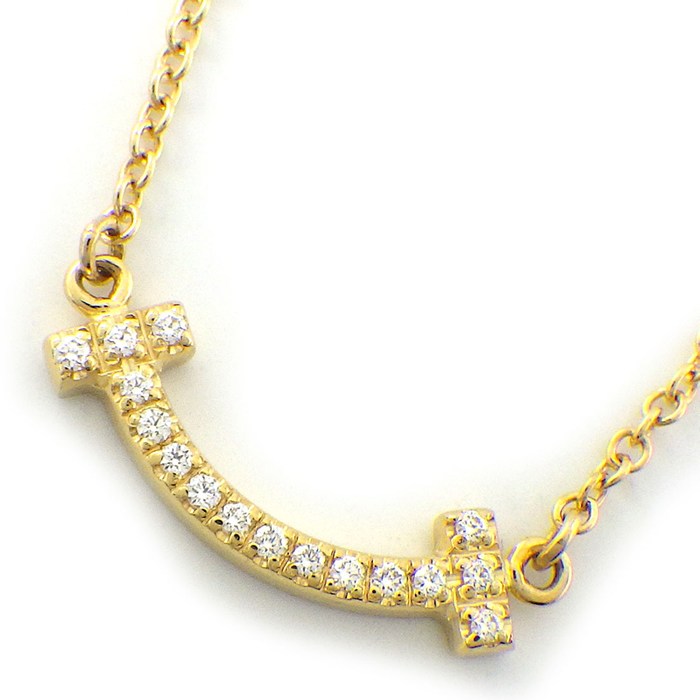 ティファニー Tiffany & Co. ネックレス Tスマイル ミニ マイクロ 62617683 ダイヤモンド 0.03ct K18YG 【中古】
