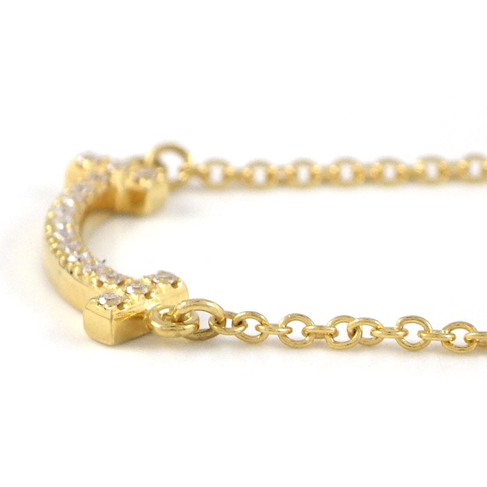 ティファニー Tiffany & Co. ネックレス Tスマイル ミニ マイクロ 62617683 ダイヤモンド 0.03ct K18YG 【中古】
