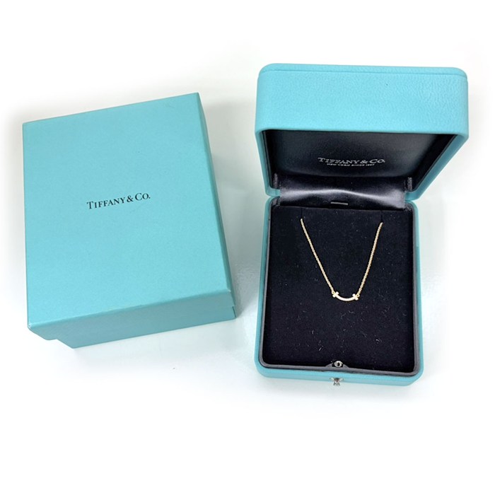 ティファニー Tiffany & Co. ネックレス Tスマイル ミニ マイクロ 62617683 ダイヤモンド 0.03ct K18YG 【中古】