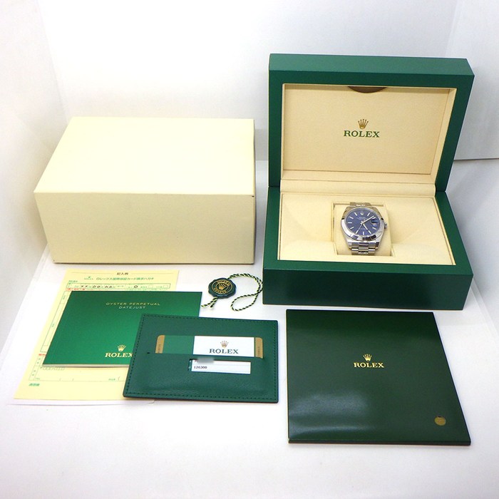 ロレックス Rolex 腕時計 デイトジャスト41 126300 ルーレット刻印 ブライトブルー文字盤 デイト SS 自動巻き 【箱・保付き】 【中古】