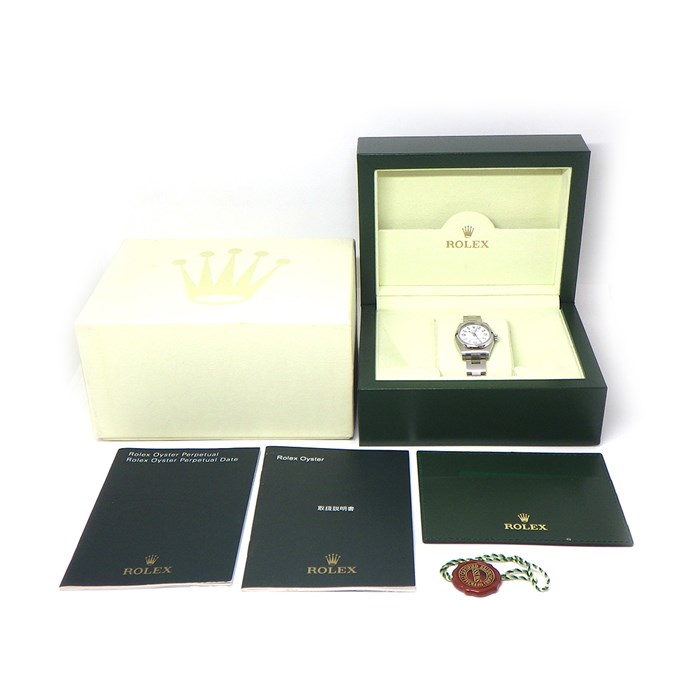 ロレックス Rolex 腕時計 オイスターパーペチュアル 176200 ルーレット刻印 カレンダー 夜光インデックス 夜光針 ホワイト 文字盤 SS 自動巻き 【中古】