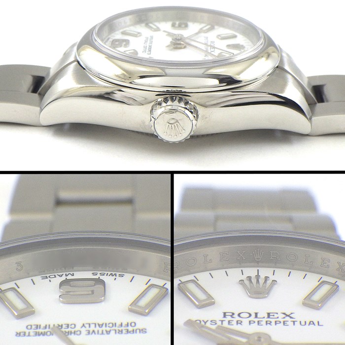 ロレックス Rolex 腕時計 オイスターパーペチュアル 176200 ルーレット刻印 カレンダー 夜光インデックス 夜光針 ホワイト 文字盤 SS 自動巻き 【中古】
