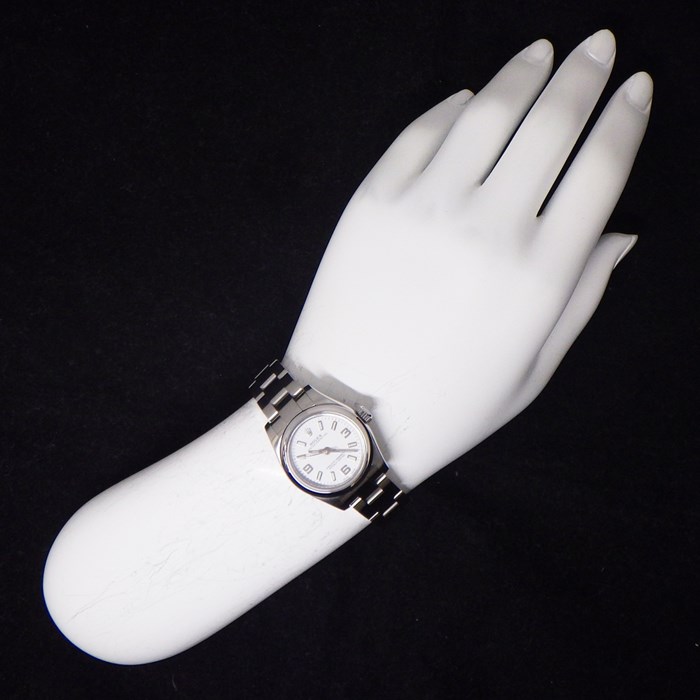 ロレックス Rolex 腕時計 オイスターパーペチュアル 176200 ルーレット刻印 カレンダー 夜光インデックス 夜光針 ホワイト 文字盤 SS 自動巻き 【中古】