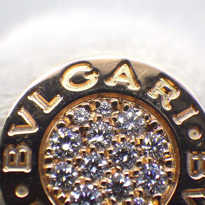 ブルガリ BVLGARI ピアス ブルガリ・ブルガリ 354731 2個セット ロゴ サークル ラウンド パヴェ ダイヤモンド K18PG 【中古】