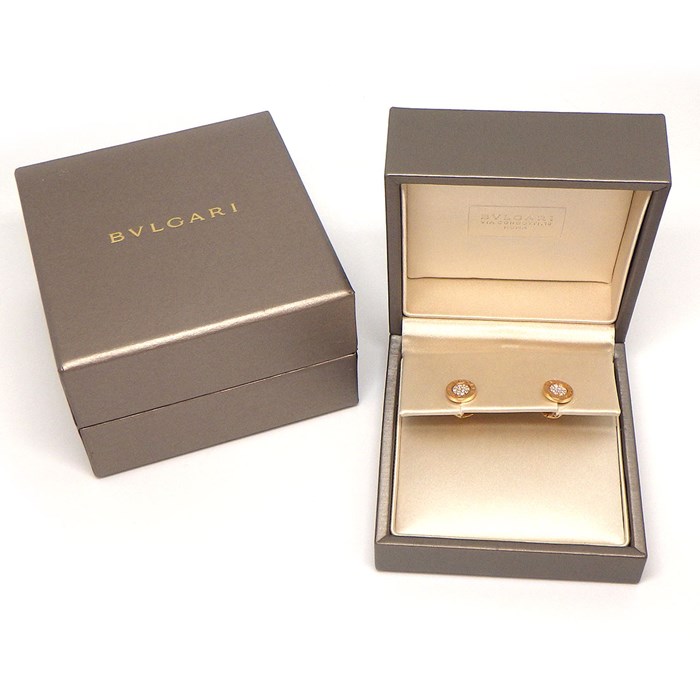ブルガリ BVLGARI ピアス ブルガリ・ブルガリ 354731 2個セット ロゴ サークル ラウンド パヴェ ダイヤモンド K18PG 【中古】