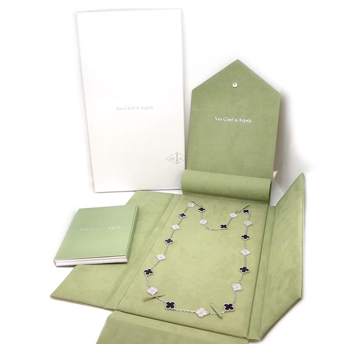 ヴァンクリーフ＆アーペル Van Cleef & Arpels ロングネックレス ヴィンテージ アルハンブラ 20モチーフ VCARP2R800 オニキス 120ポイント ダイヤモンド 計4.83ct K18WG 【箱・保付き】 【中古】
