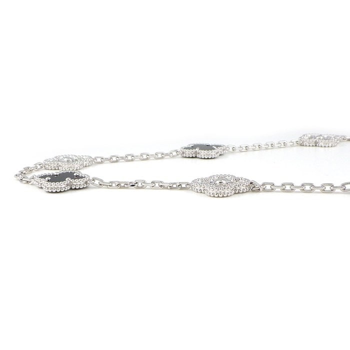 ヴァンクリーフ＆アーペル Van Cleef & Arpels ロングネックレス ヴィンテージ アルハンブラ 20モチーフ VCARP2R800 オニキス 120ポイント ダイヤモンド 計4.83ct K18WG 【箱・保付き】 【中古】