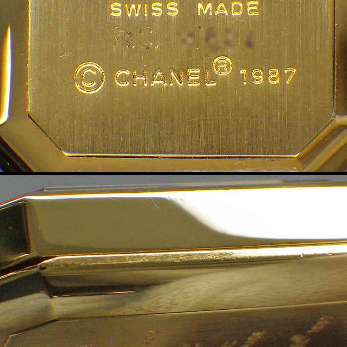 シャネル CHANEL 腕時計 プルミエール M H0001 オクタゴナル ブラック文字盤 チェーンブレス GP レザー クオーツアナログ 【中古】