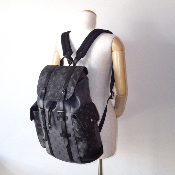 ルイ・ヴィトン Louis Vuitton バックパック・リュック クリストファー MM M45419 グレー ブラック モノグラム エクリプス キャンバス モノグラム エクリプス リバース キャンバス  【中古】